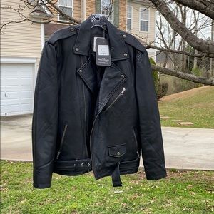 Never worn men’s leather moto jacket